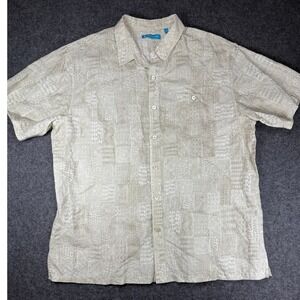 Tori Richard 2XL Mens Linen Blend Hawaiian Cream Button Down Aloha Shirt